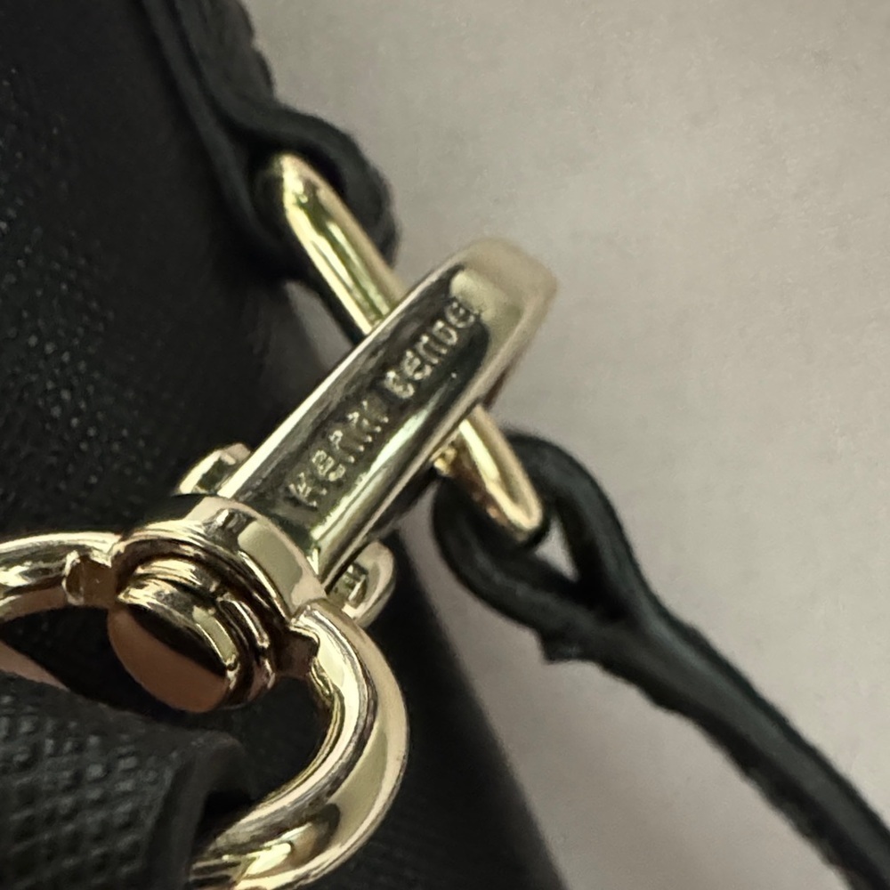 Henri Bendel Black Leather Shoulder Bag with Gold Accents School Bag - Picture 14 of 15